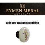 Eymen Meral Aksesuar Antik Bakır Taban Porselen Düğme Kulp( Montaj Vidası Dahil ) Zamak ve Porselen Karışımı Estetik ve Zarif Uzun Ömürlü Tek Delikli Kulp