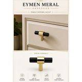 Eymen Meral Aksesuar Düğme Lüx Gold/siyah Kulp Mutfak Dolapları, Vestiyer, Şifonyer, Tv Ünitesi, Banyo Dolabı, Yatak Odası Takımları Rahatlıkla Kullanılabilir. Zarif Formu Sayesinde Hem Klasik Hem Modern Vidalar Dahil - Gold - Siyah