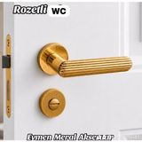 Eymen Meral Aksesuar Gold Lüx Zamak Alüminyum Karışımlı Rozetli Wc Kapı Kolu 1. Sınıf Malzemeden Üretilmiş Olup Uzun Ömürlü Kullanabileceğiniz Şık ve Ekonamik Kapı Koludur (Vidalar Dahildir)