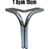 Eymen Meral Aksesuar T 15CM Krom Metal Ayak ( Montaj Vidaları Dahildir. ) Koltuk Kanepe Vestiyer Tv Ünitesi Baza Komidin Şifonyer Vb. Ürünler Için Şık ve Kaliteli Malzemedir