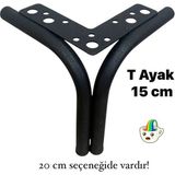 Eymen Meral Aksesuar T 15CM Siyah Metal Ayak (Vidalar Dahildir) Koltuk Kanepe Vestiyer Tv Ünitesi Baza Komidin Şifonyer Vb. Ürünler Için Şık ve Kaliteli Malzemedir - 15 cm