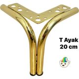 Eymen Meral Aksesuar T 20 cm Gold Metal Ayak (Vidalar Dahildir) Koltuk Kanepe Vestiyer Tv Ünitesi Baza Komidin Şifonyer Vb. Ürünler Için Şık ve Kaliteli Malzemedir - 20 cm