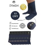 Eymen Socks 12'li Bambu Erkek Soket Çorap Tek Renk Füme - Premium ,dikişsiz, Baklava Desen, Hediye Kutulu - 40 - 44