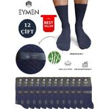 Eymen Socks 12'li Bambu Erkek Soket Çorap Tek Renk Füme - Premium ,dikişsiz, Çarpı Desen, Hediye Kutulu - 40 - 44