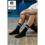 Eymen Socks 3'lü Ekonomik Uzun Rahat Fitilli Kolej Çemberli Tenis Çorabı Siyah - Erkek Kadın Için Uygun - 40 - 44
