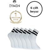 Eymen Socks 6'lı Ekonomik Kısa Kolej Çemberli Tenis Çorabı Beyaz - Erkek Kadın Için Uygun - 36 - 40