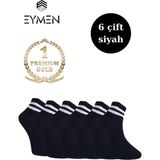 Eymen Socks 6'lı Ekonomik Kısa Kolej Çemberli Tenis Çorabı Siyah - Erkek Kadın Için Uygun - 36 - 40