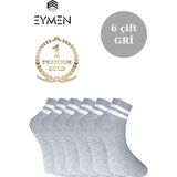 Eymen Socks 6'lı Ekonomik Spor Kısa Kolej Çemberli Tenis Çorabı Gri - Erkek Kadın Için Uygun - 36 - 40