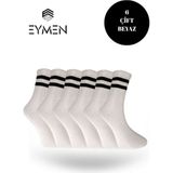 Eymen Socks 6'lı Ekonomik Uzun Kolej Çemberli Tenis Çorabı Beyaz - Erkek Kadın Için Uygun - 40 - 44