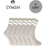 Eymen Socks 6'lı Ekonomik Uzun Kolej Çemberli Tenis Çorabı Gri - Erkek Kadın Için Uygun - 40 - 44