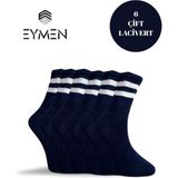 Eymen Socks 6'lı Ekonomik Uzun Kolej Çemberli Tenis Çorabı Lacivert - Erkek Kadın Için Uygun - 36 - 40