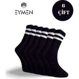 Eymen Socks 6'lı Ekonomik Uzun Kolej Çemberli Tenis Çorabı Siyah - Erkek Kadın Için Uygun - 36 - 40