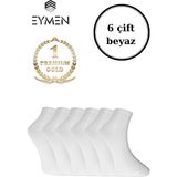 Eymen Socks 6'lı Paket Unisex Kolej & Tenis Çorabı Düz Renk Kısa Beyaz | Pamuklu (Kadın & Erkek) - 40 - 44