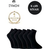 Eymen Socks 6'lı Paket Unisex Kolej & Tenis Çorabı Düz Renk Kısa Siyah | Pamuklu (Kadın & Erkek) - 40 - 44