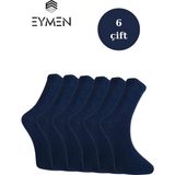 Eymen Socks 6'lı Paket Unisex Kolej & Tenis Çorabı Düz Renk Lacivert | Pamuklu Uzun (Kadın & Erkek) - 36 - 40
