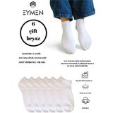 Eymen Socks Unisex Patik Çorap 6'lı Paket – Pamuklu, Kuşaklı, Kadın Erkek Kullanıma Uygun Beyaz - 36 - 40