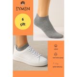 Eymen Socks Unisex Patik Çorap 6'lı Paket – Pamuklu, Kuşaklı, Kadın Erkek Kullanıma Uygun Gri - 36 - 40