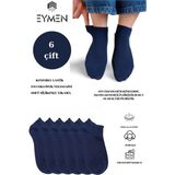 Eymen Socks Unisex Patik Çorap 6'lı Paket – Pamuklu, Kuşaklı, Kadın Erkek Kullanıma Uygun Lacivert - 36 - 40
