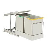 EYMEN YAPI Pelikan 21550 Raylı Dolap İçi Çöp Kovası 14 + 14 Lt ( Çift Kovalı ) Gri