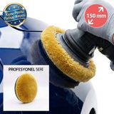 Eymen Yapı Profesyonel Seri %100 Doğal Kuzu Postu Polisaj Keçesi 150 mm Sarı