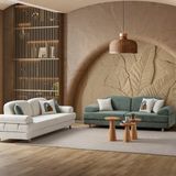 Eymense Aries Yataklı Sandıklı Koltuk Takımı 3+3 Beyaz Yeşil