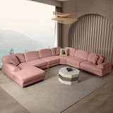 Eymense Aries Yataklı Sandıklı Modüler U Köşe Koltuk Takımı Sol Köşe Pudra Pembe