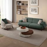 Eymense Bonjo Modern Sırt Mekanizmalı Koltuk Takımı 3+1 Yeşil Bukle Kumaş Ahşap Ayak