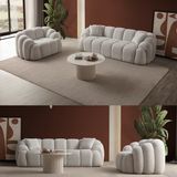 Eymense Bubble Koltuk Takımı 3+3+1+1 Beyaz Bukle Kumaş Modern Tasarım 4 Parça 233 cm Genişlik