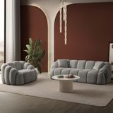 Eymense Bubble Koltuk Takımı Gri Bukle Kumaş Modern Tasarım 3+1 233 cm Derinlik 80 cm