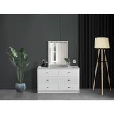 Eymense Focus Modern Aynalı Şifonyer MDF Malzeme ile 135 cm Genişlikte 6 Çekmeceli Beyaz