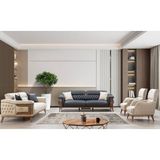 Eymense Gözde Yataklı Koltuk Takımı Modern Krem Nubuk 225 cm Genişlik 95 cm Derinlik - 3+3+1+1