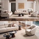 Eymense Guesto Sırt Mekanizmalı Döner Berjerli Koltuk Takımı 3+3+1 Bej