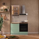 Eymense Hera 120 Cm Mutfak Dolabı Seti %100 Mdf Ledli Fırın Modüllü Lavabolu Mutfak Dolabı Takımı 3 Modül Tezgah Dahil Yeşil Bej Çok Renkli
