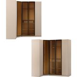 Eymense Lora Gardırop Çekmeceli Köşe Modüler Giyinme Odası Dolabı %100 MDF Bej