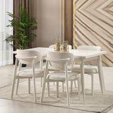 Eymense Masal Modern 4 Sandalyeli Açılır Masalı Yemek Masası Takımı Ön Yüzler MDF - Krem