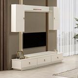 Eymense Masal Modern TV Ünitesi Seti MDFLAM Gövde Membran Kapak - Krem