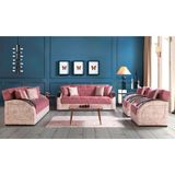 Eymense Parma Modern Koltuk Takımı 3+3+1+1 Pembe Polyester Malzeme Orta Sert Oturum Yumuşaklığı
