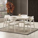 Eymense Petek Modern 4 Sandalyeli Açılır Masalı Yemek Masası Takımı Ön Yüzler MDF - Krem
