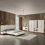 Eymense Sude Bohem Benchli Modern 6 Kapaklı Yatak Odası Takımı Ön Yüzler MDF - Krem