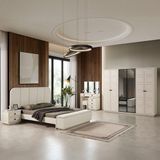 Eymense Vizyon Bohem Benchli Modern 6 Kapaklı Yatak Odası Takımı Ön Yüzler MDF - Krem