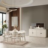 Eymense Vizyon Modern 4 Sandalyeli Açılır Masalı Yemek Odası Takımı - Krem