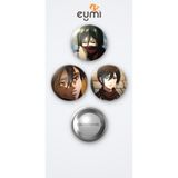 Eymi Design Attack on Titan ( Titana Saldırı) Animesi Mikasa Ackerman Anime 3'lü Metal Rozet Seti 58mm İğneli Buton Çanta Yaka Rozeti