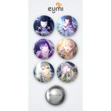 Eymi Design Genshin Impact Columbina Oyun ve Zibai Oyun 6'lı Metal Rozet Seti 58mm İğneli Buton Çanta Yaka Rozeti
