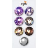 Eymi Design Genshin Impact Raiden Oyun ve Zhongli Oyun 6'lı Metal Rozet Seti 58mm İğneli Buton Çanta Yaka Rozeti