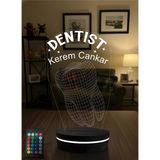 Eymi Design Kişiye Özel Isimli Diş Hekimi Gece Lambası - 3D Diş Tasarımlı LED Lamba - Dişçi Hediyesi - Renkli