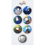 Eymi Design Naruto Sasuke Uchiha ve Uzumaki 6'lı Metal Rozet Seti 58mm İğneli Buton Çanta Yaka Rozeti