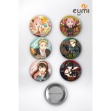 Eymi Design Spy x Family Anya Loid Yor Çanta Süsü Rozet İğneli Buton Rozet Seti 58 mm (6'lı)