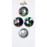 Eymi Design The Freak Circus Harlequin 3'lü Metal Rozet Seti 58mm İğneli Buton Çanta Yaka Rozeti