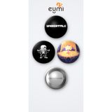 Eymi Design Undertale Oyunu 3'lü Metal Rozet Seti 58mm İğneli Buton Çanta Yaka Rozeti