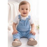Eymir Giyim Tavşan Kulaklı Salopet Kız Erkek Bebek Çocuk 2'li Takım 6-9 Ay,9-12 Ay,12-18 Ay, 18-24 Ay - 6 - 9 Ay - Beyaz